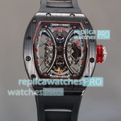 Swiss Replica Richard Mille Tourbillon Pablo Mac Donough RM53 01 Watch Black Rubber Strap